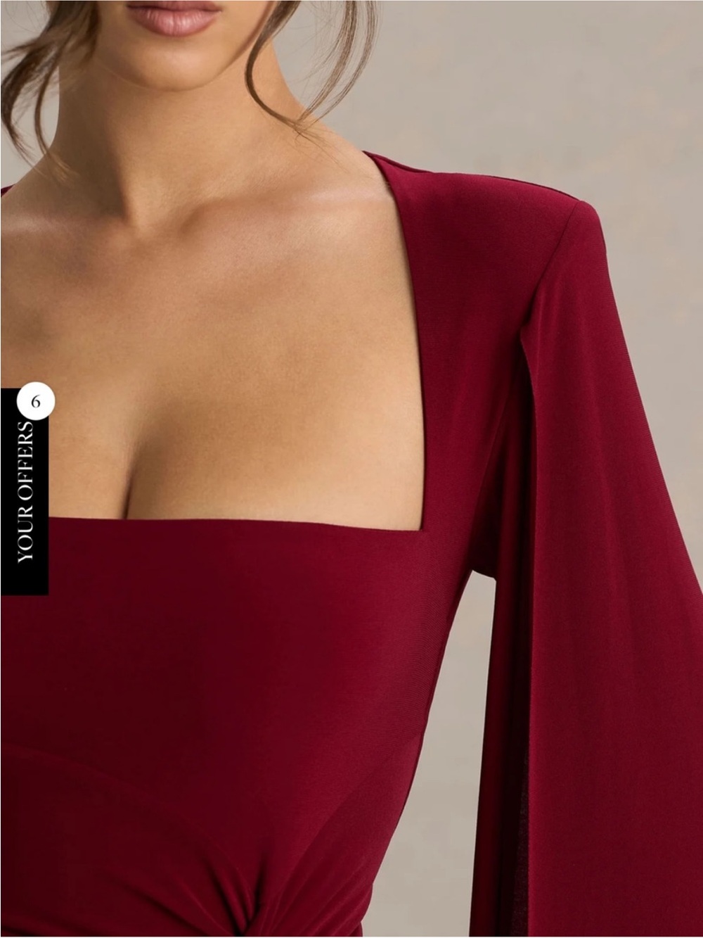 Club London CLARETTA Berry Square Neck Twisted Maxi Dress With Cape Sleeves 10 - Picture 2 of 4